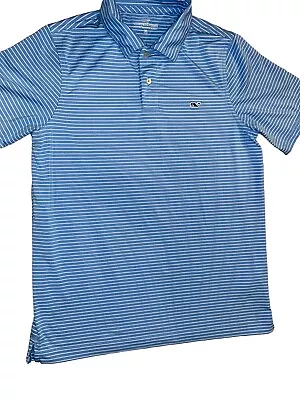 Vineyard Vines Boy's Medium 12-14 Blue Striped Short Sleeve Polo. • $18