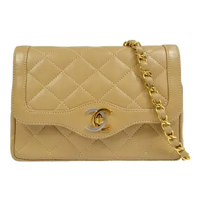 Chanel Paris Limited Single Chain Shoulder Bag Beige Lambskin 88909 • £1490.33