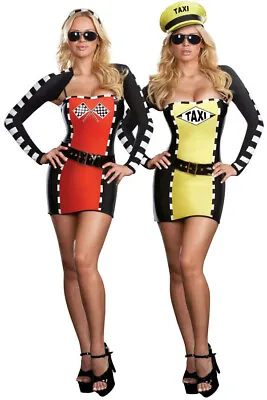 Women's Drive Me Crazy Sexy Taxi Driver Racecar 2-IN-1 Adult Costume Size XL • $61.69