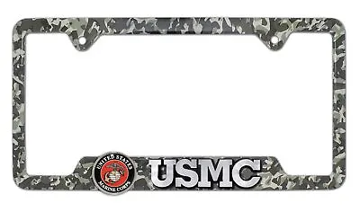 U.S. Marine Corps  USMC  3D Camo Metal Open License Plate Frame • $29.95