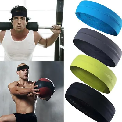 Mens Women Sweat Sweatband Headband Yoga Gym Running Stretch Sports Head Band • $7.99