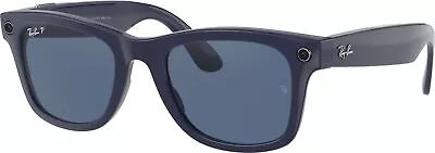 Ray-Ban - Stories Wayfarer Smart Glasses 53mm Shiny Blue/Dark Blue Polarized UD • $102.50