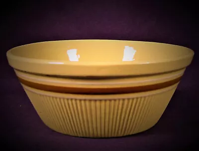 Rare Antique American Mocha Banded 9 Inch Nappy Bowl Hull Yellow Ware Mint • $150