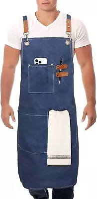 Chef Apron For Men Women Cross Back Strap Comfortable Durable With 3 Pockets  • $14.59