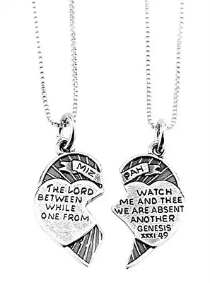 Sterling Silver Christian Mizpah Charm & 2 Box Chains • $39.95