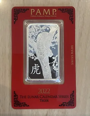 PAMP 1oz 999 Fine Silver Bar - RARE 2022 Lunar Year Of The Tiger Suisse • £65