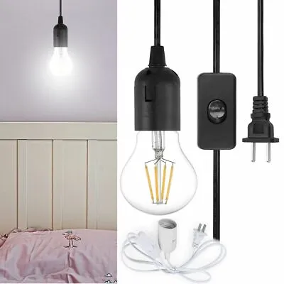 6Ft Screw Plug In Light Bulb Kit E27E26 Inline Switch Lamp Holder Fitting Socket • $7.46