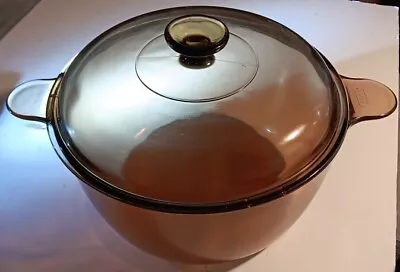 Corning Ware Visions Amber Glass Cookware 4.5L 5Qt Dutch Oven Stock Pot W/ Lid • $34.97