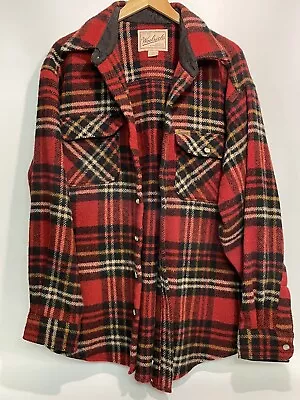 Woolrich Mackinaw Cruiser Shirt Jacket Red Plaid Button Size Men’s Large Wool • $75