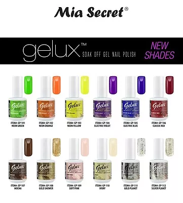 Mia Secret Gelux Nail Polish 0.5 Oz UV GEL-SOAK OFF  - NEW Shades 2017 U Pick !  • $12.50