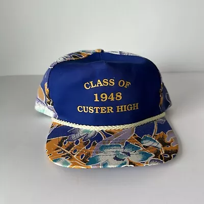 Vintage Floral Rope Snapback Hat Cap Dad Men Women Class Of 1948 Custer High • $4.99