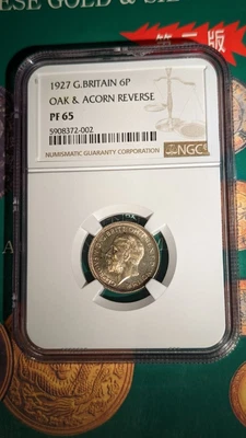 £9.50 • Buy 1927 Great Britain George V Silver Proof Sixpence 6d NGC-PR65 Oak And Acorn 