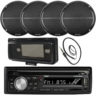 $139.99 • Buy Pyle Bluetooth In-Dash Boat Stereo, 6.5  Marine Speakers, Radio Cover, Antenna