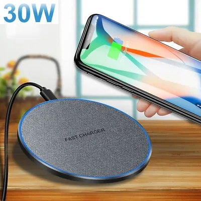 30W Fast Wireless Charger Dock Charging Stand For IPhone 13 12 XS Samsung S22 • £11.99