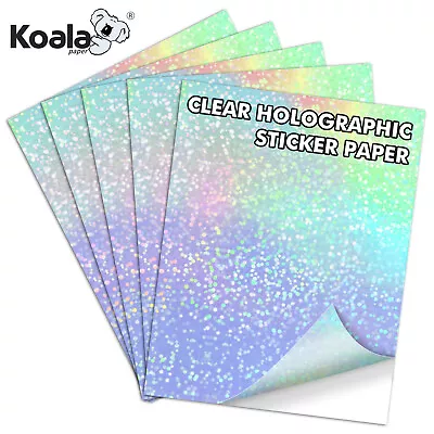 Koala Clear Self-Adhesive Laminting Sheet Holographic Vinyl Sticker Paper A4 5PK • $7.99