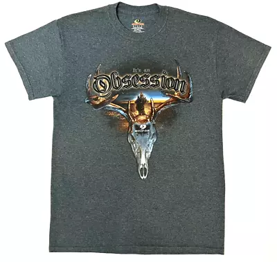 Mossy Oak T-Shirt Mens Size Medium Gray Obsession Graphic Deer Hunting • $9.04