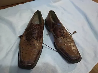 R.martegani 1891 Alligator Ostrich Shoes Size 12 Brown (E1906) • $399.99