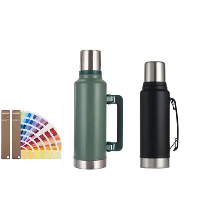 Large 1.4L STAINLESS STEEL FLASK HOT COLD TEA DRINK THERMOS VACUUM BOTTLE HANDLE • £19.99