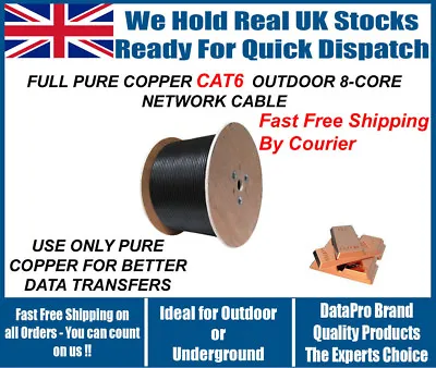 £129.99 • Buy CAT6 Solid PE Black Outdoor External Cable 305m 100% Copper Network Ethernet