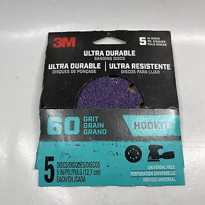$6.49 • Buy 3m Disc5in5pk60 5 Hook It Ultra Durable 60 Grit Universal Hole Power Sanding