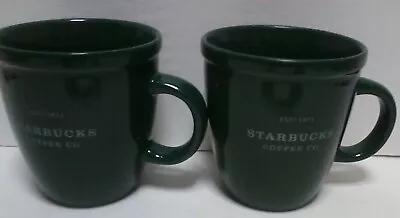 Starbucks Barista Coffee Mug Green 16 Oz Ceramic Tea Cup 2001 Vintage 2 Pieces • $42.99