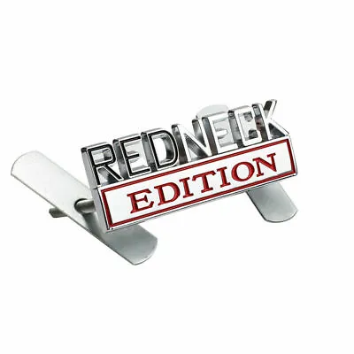 Chrome Red REDNECK EDITION Front Bumper Grille Emblem For Ram F150 Sierra Tundra • $12.59