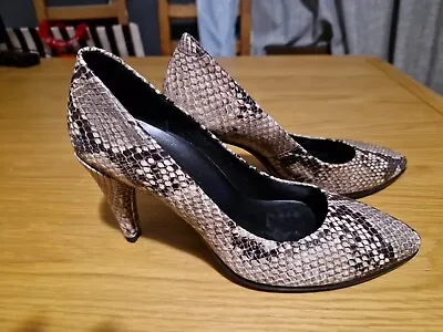 Ecco Smart Snakeskin Leather Court / Stiletto Shoes Sz 3 EU 36 Party Or Office.  • £12.99