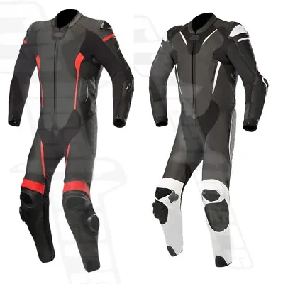 Black New Motorcycle Riding Leather Race Suit One Piece Motorbike Racing Suit • $329.99