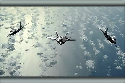 Poster Many Sizes; Three-Ship Formation Of F-22 Raptors From Elmendorf Afb Alas • $24.03