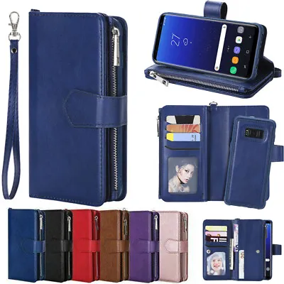 $17.56 • Buy For Samsung S21 S22 Ultra S20 Note20/10 S9 S8 Plus Zipper Wallet Leather Case