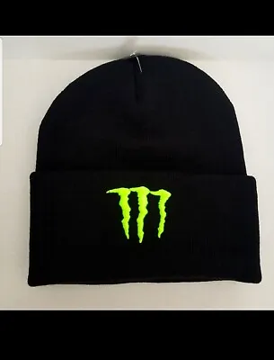 New Embroidered Monster Energy Drink Athletic Beanie Black With Green Adult Size • $11.99