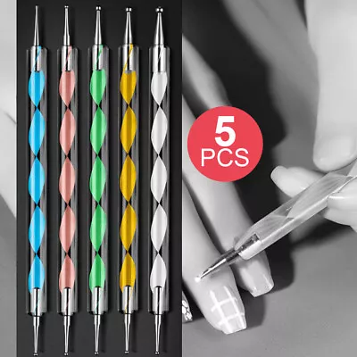 5pcs Marbleizing Dot 2 Way Dotting Pen Nail Art Tool 1 Set Design Paint Tools • $5.85