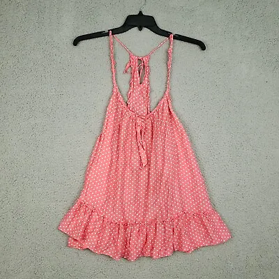 Victoria's Secret Tops Womens Size L Pink White Polka Dot Sleep Babydoll Chemise • $17.99