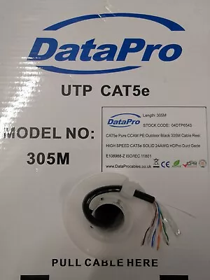 £49.99 • Buy External CAT5E UTP Outdoor Networking Ethernet Cable Solid 305m Black CCAM