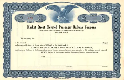 Market Street Elevated Passenger Railway Co. - Railroad Stocks • $15
