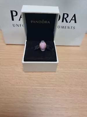 Genuine PANDORA Faceted Shimmer Pink Murano Glass Charm 781650 RETIRED • £15.13