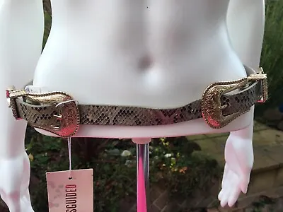 MISSGUIDED Snake Skin Faux Leather Belt Size M/L • £6