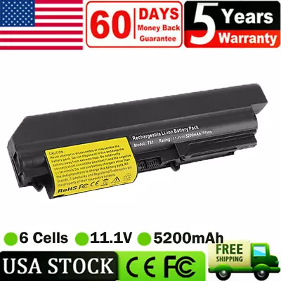 Battery T400 For IBM Lenovo ThinkPad T61 R61 R400 Series 14.1 Widescreen 5200mAh • $17.99