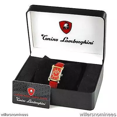 Lamborghini Ladies Watch Gold Plated St/sl With Red Leather Band- En025l.30 Bnwt • $450