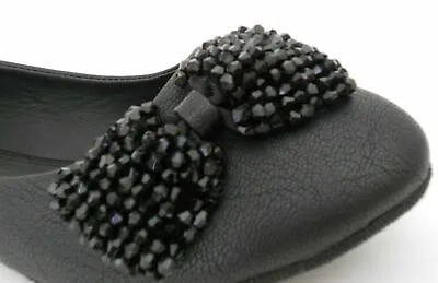 New Fashion Casual Black Ballet Flats Shoes With Sparkling Bow Size 6.5 Lorita39 • $9.99