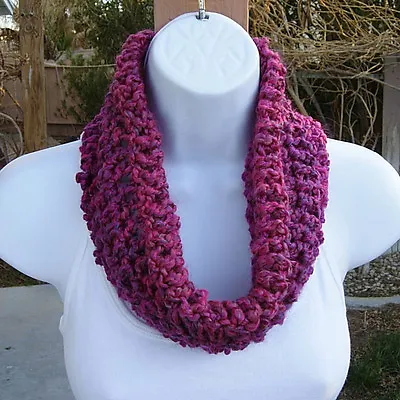 SUMMER COWL SCARF Pink Blue Purple Small Short Crochet Knit Soft Neck Warmer • £18.33