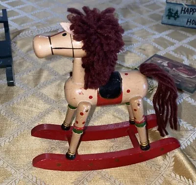 Vintage Classic Wooden Toy Rocking Horse Christmas Kids Decor Nursery • $11.19
