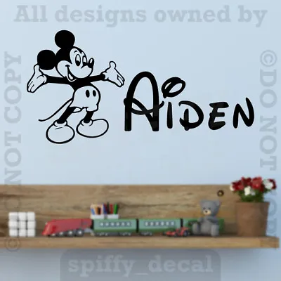 Personalized Name Walt Disney Mickey Mouse Custom Wall Decal Vinyl Sticker Decor • $14.26