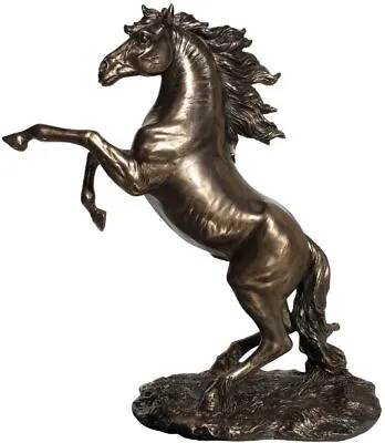 $89.55 • Buy Handcrafted Cold Cast Bronze Rearing Stallion Statue Home Decor