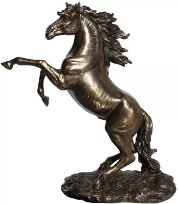 Handcrafted Cold Cast Bronze Rearing Stallion Statue Home Decor • $89.55