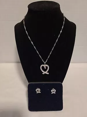 Montana Silver Single Rhinestone Heart With Matching Earrings • $22