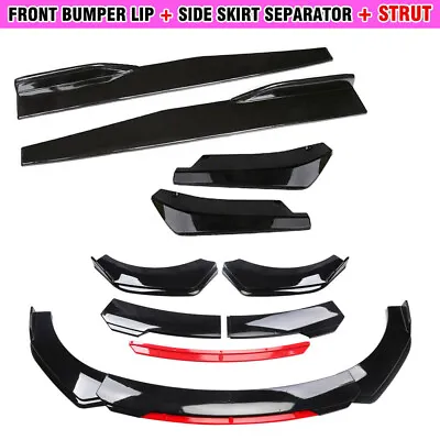 Front Rear Bumper Lip Spoiler Diffuser Body Kit + Side Skirt Splitter Universal • $51.39