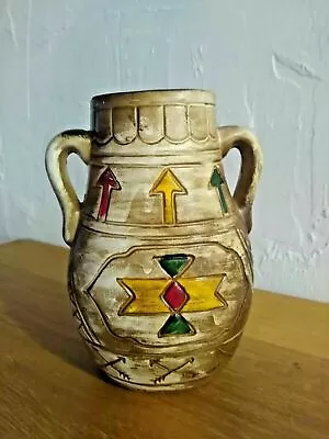 Vintage Tourist Pottery Vase Native Indian Symbols • $12.72