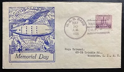 1935 USS Bass USA USS Macon ZRS5 Airship Zeppelin Memorial Day Cover • $39.99