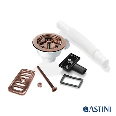 90mm Antique Copper Waste & Overflow For Astini RAK Rangemaster Ceramic Sink • £35.99